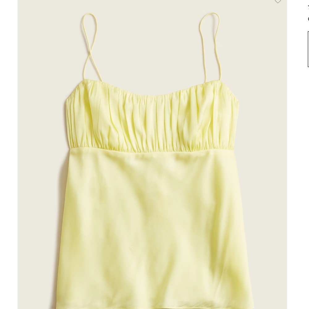J. Crew Gathered Stretch Silk Blend Butter Yellow Camisole Size 10